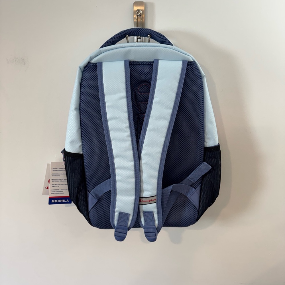 Champion Light Blue Backpack with Navy and Coral Trim - Picture 13 of 16